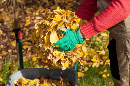 Recyclable materials being processed from garden clearance