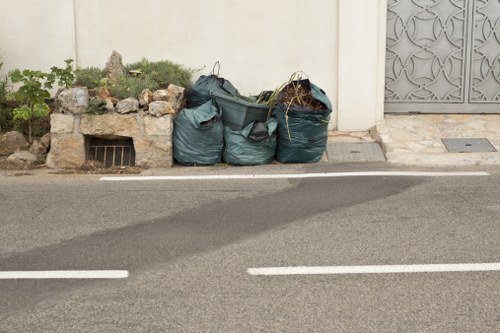 Organized garden with properly disposed waste