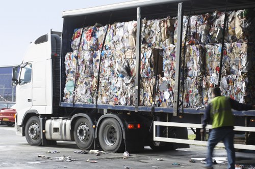 Recycling facility processing old mattresses