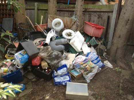 Garden tools neatly arranged post garage clearance